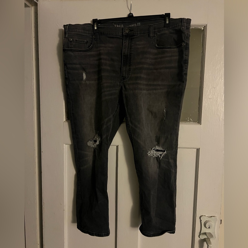 Distressed Stoned Wash Black Jeans for Men